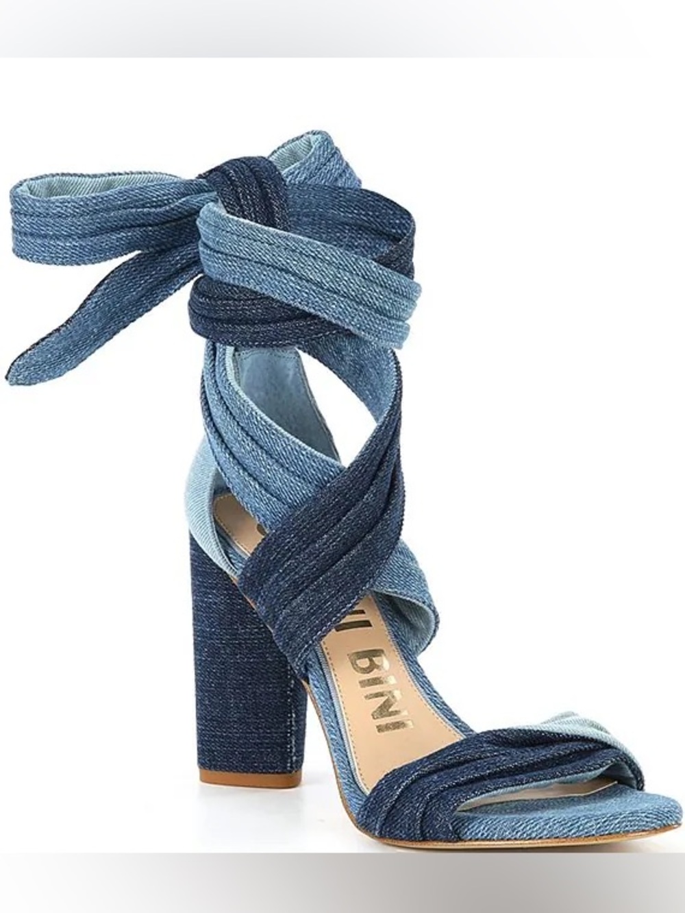 Gianni Bini Astraahh Denim Ankle Wrap Dress Sandals